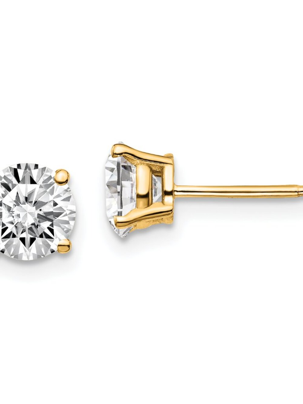 Gold Plated Sterling Silver 6mm Round CZ Basket Set Stud Earrings - Gold Studs